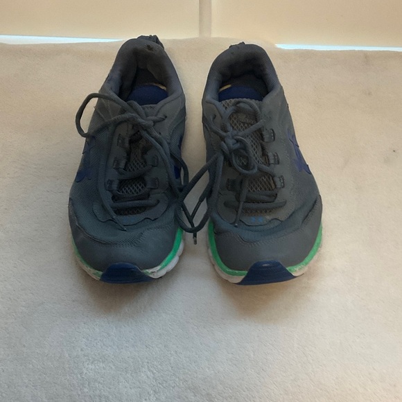 Under Armour Kids Gray and Green Sneakers - Picture 1 of 8
